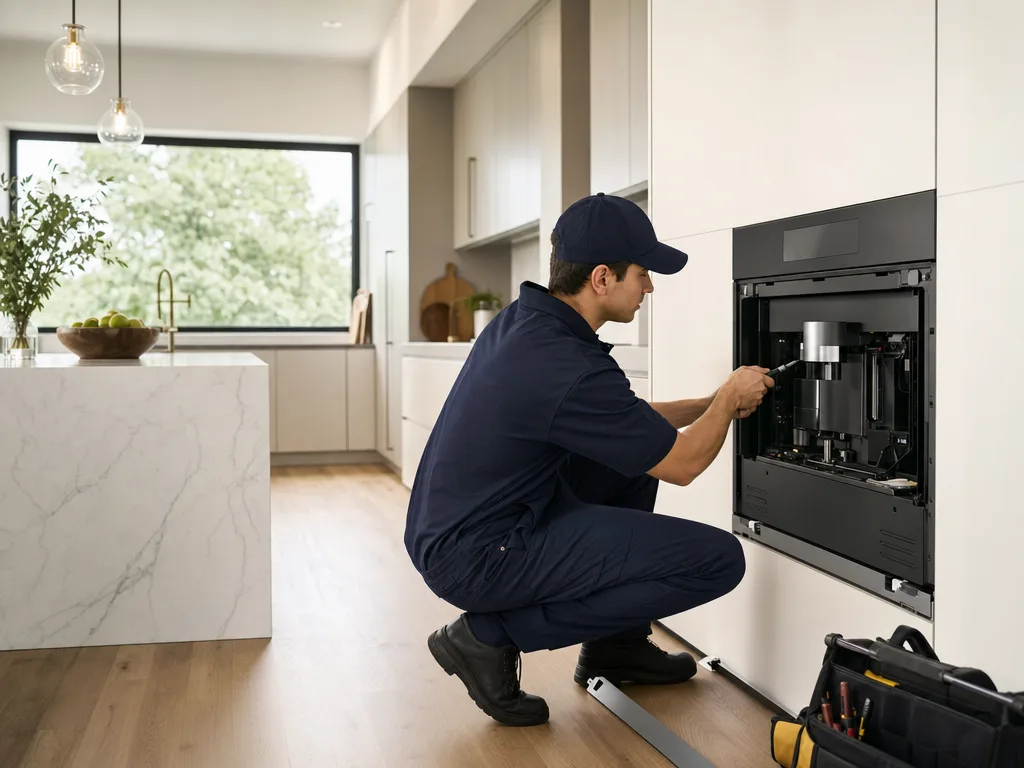 Coffee System repair technician in Los Angeles — wide shot of a Los Angeles kitchen