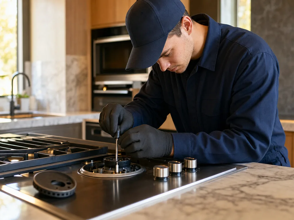 Cooktop repair technician in Los Angeles — close-up