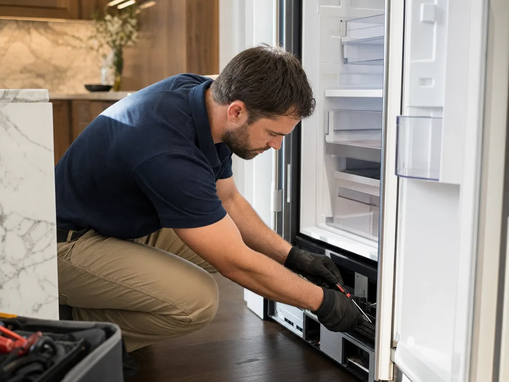 Freezer repair technician in Los Angeles — close-up