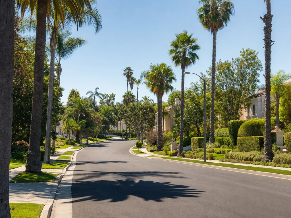 Residential street in Los Angeles County, California