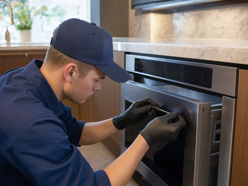 Microwave repair technician in Los Angeles — close-up