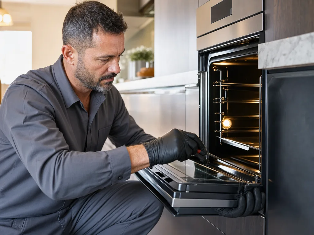 Oven repair technician in Los Angeles — close-up
