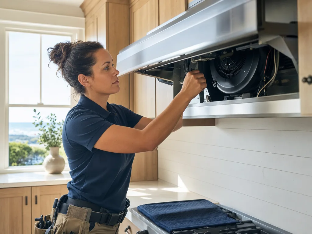 Range Hood repair technician in Los Angeles — technician at work