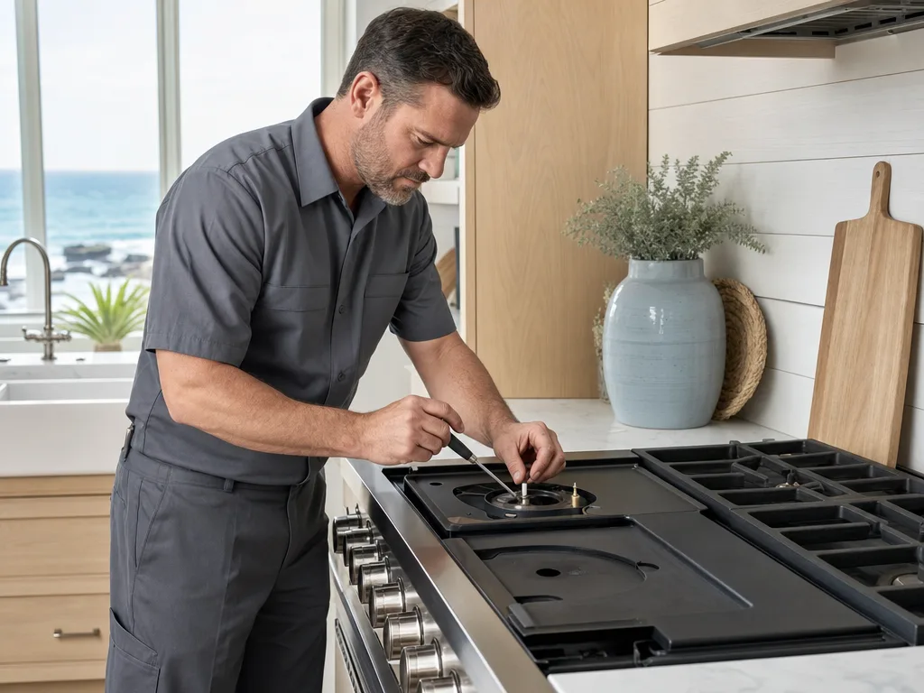 Range repair technician in Los Angeles — technician at work